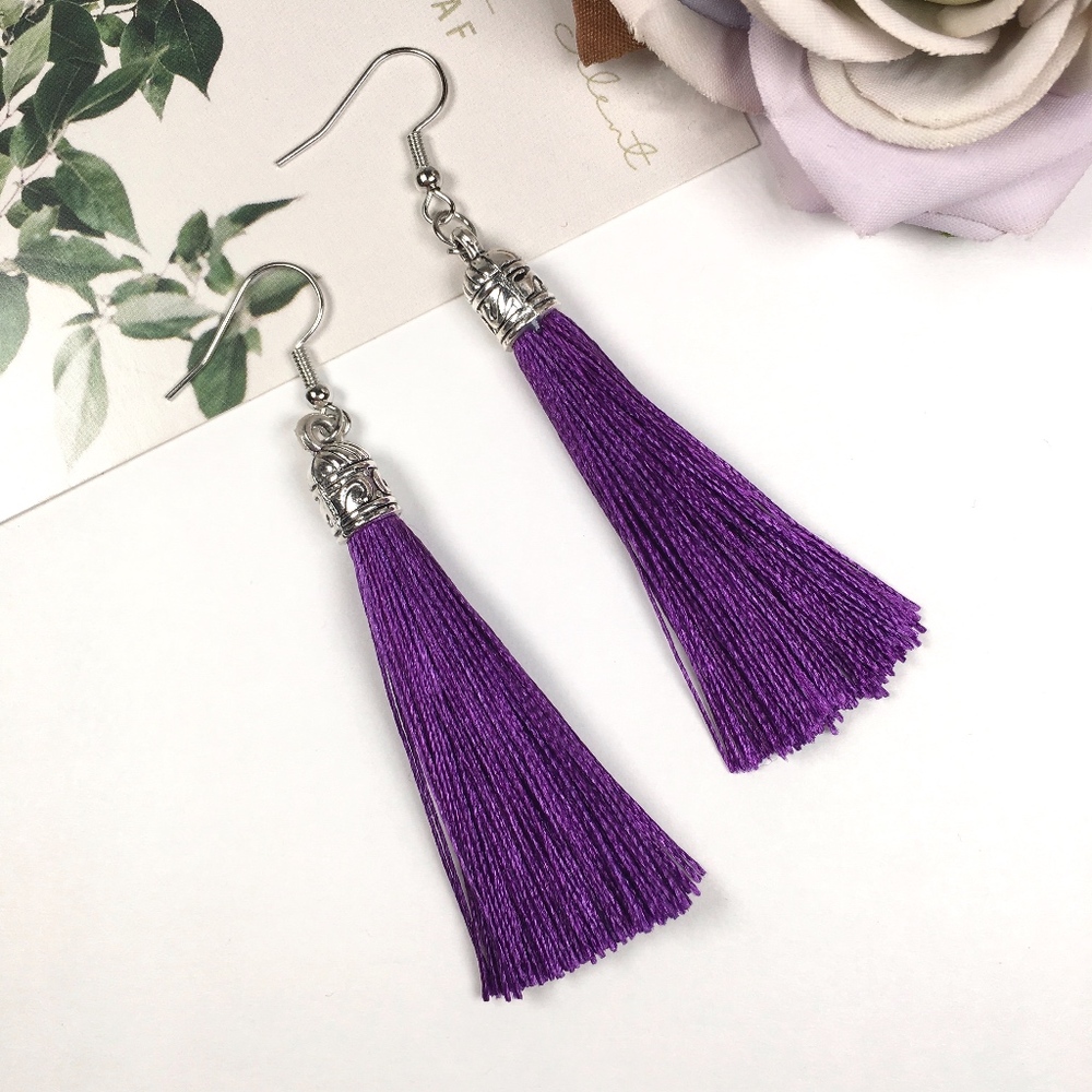 Deep Violet Tassel Earrings